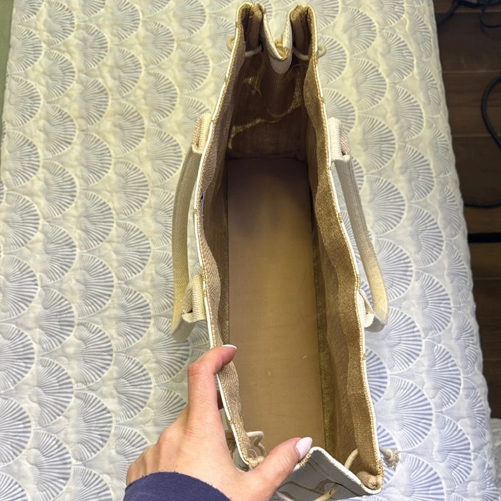 Nordstrom White and Brown Giraffe Print Tote Bag